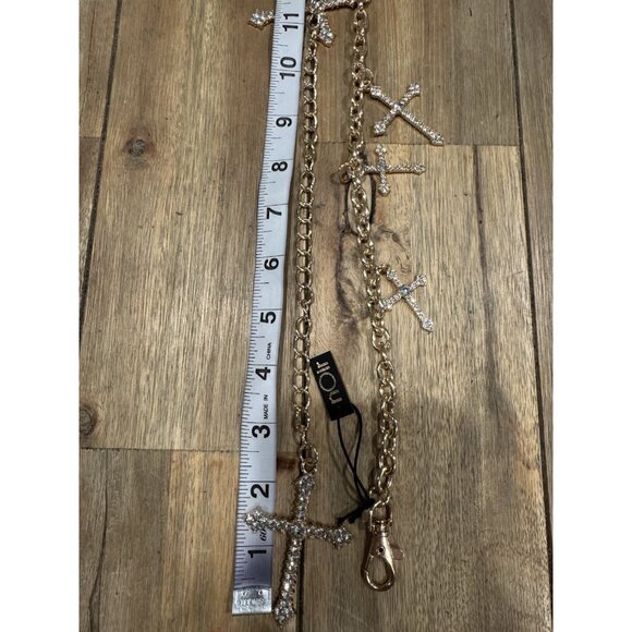NOIR Belt Long Rope Link Chain CZ Cross Goldtone Adjustable XL Extra Large NEW - Picture 8 of 12